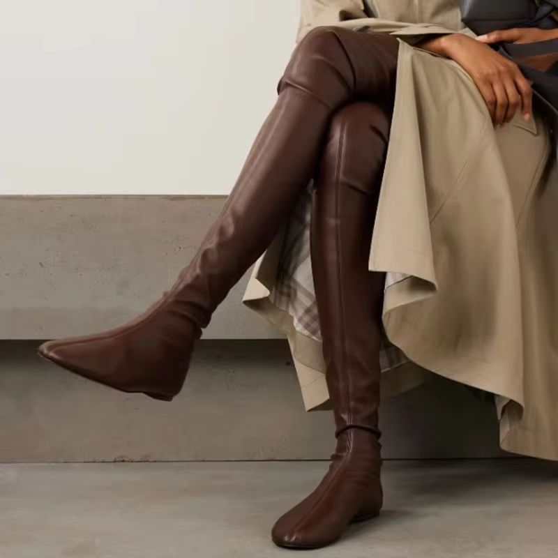 Brown Soft Stretch Faux Leathe - đánh giá và giá Boot Sock Slouchy