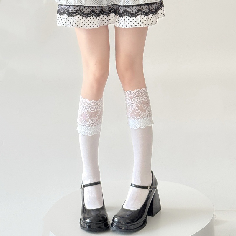 Spring Autumn White Lace Ruffl - đánh giá và giá Boot Sock Slouchy